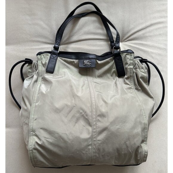 Burberry Nylon Leather Neutral Tote Shopper Bag - Picture 1 of 8
